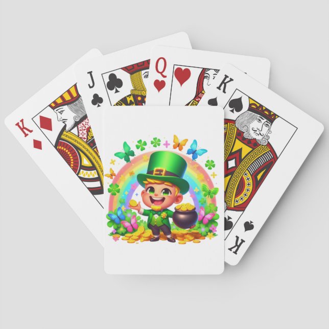 Baraja De Cartas Leprechaun arcoiris con oro (Reverso)