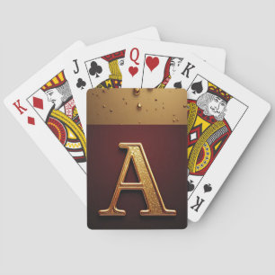 Baraja De Cartas Letra A Monograma Con Metal Brillante Goteando