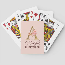 Baraja De Cartas Letra A Monograma Dorado Rosas Rosadas