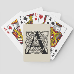 Baraja De Cartas Letra A Monograma Impresión de Nudo Celta Vintage