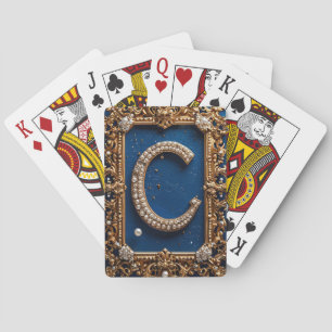 Baraja De Cartas Letra C dorada ornamentada con joyas