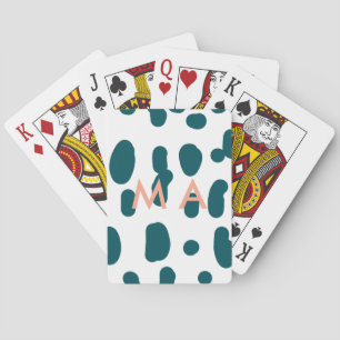 Baraja De Cartas Letra de hombre de monograma pastel naranja de lun