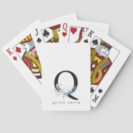 BARAJA DE CARTAS LETRA DE NOMBRE DE ALFABETAS DE FLORES AZULES DE R