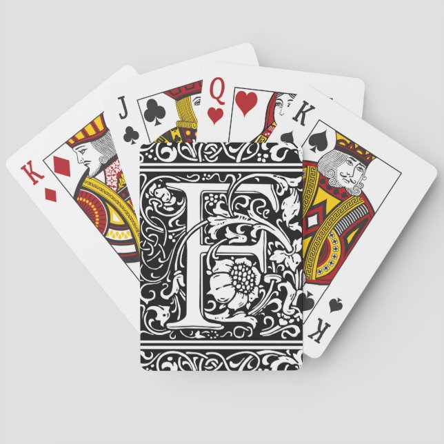 Baraja De Cartas Letra F Monograma medieval Art Nouveau (Reverso)