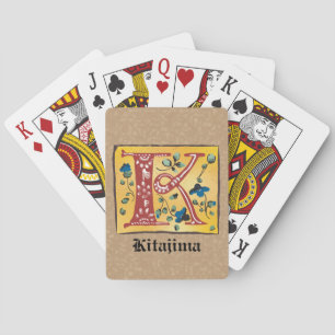 Baraja De Cartas Letra floral medieval iluminada monograma K