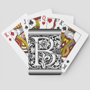 Baraja De Cartas Letra floral vintage elegante B monograma