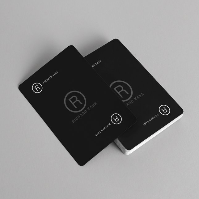 Baraja De Cartas Letra inicial personalizado y nombre NEGRO ( modern monogram)