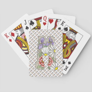 Baraja De Cartas Letra M Jugando tarjetas con flores