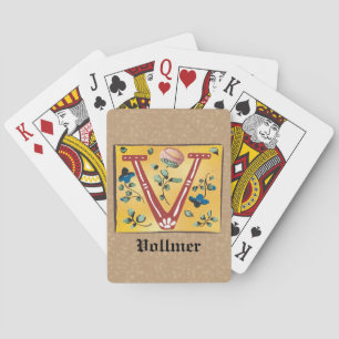 Baraja De Cartas Letra medieval floral iluminada/monograma
