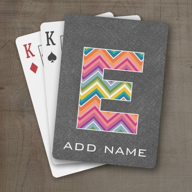 Baraja De Cartas Letra monograma E - cartón Chevron brillante (Personalized Playing Cards - Large Monogram)