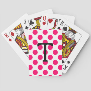 Baraja De Cartas Letra T con lunares rosas