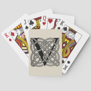 Baraja De Cartas Letra V Monograma Impresión Vintage Nudo Celta