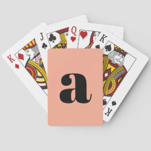 Baraja De Cartas Letras en retro con monograma de naranja pastel li