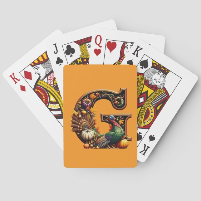 Baraja De Cartas Letter G Thanksgiving style  (Reverso)