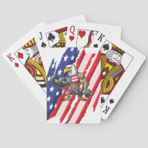 Baraja De Cartas levantamiento de pesas patriótico águila calva EEU