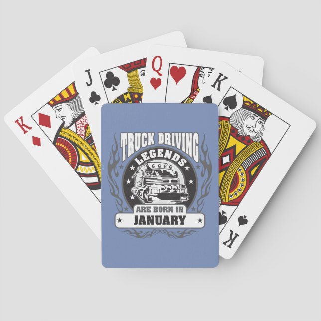 Baraja De Cartas Leyendas de manejo de camiones en enero (Reverso)