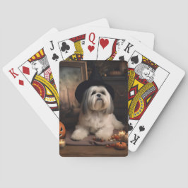 Baraja De Cartas Lhasa Apso Calabazas Halloween Aterradoras