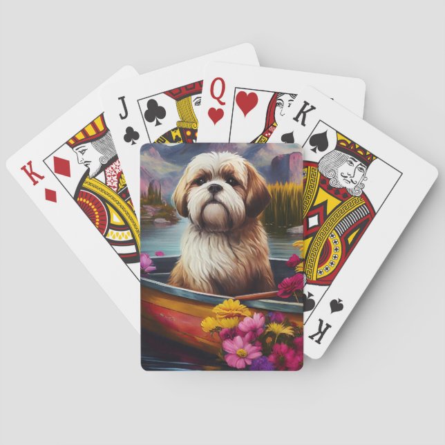 Baraja De Cartas Lhasa Apso en un remo: Una aventura escénica (Reverso)