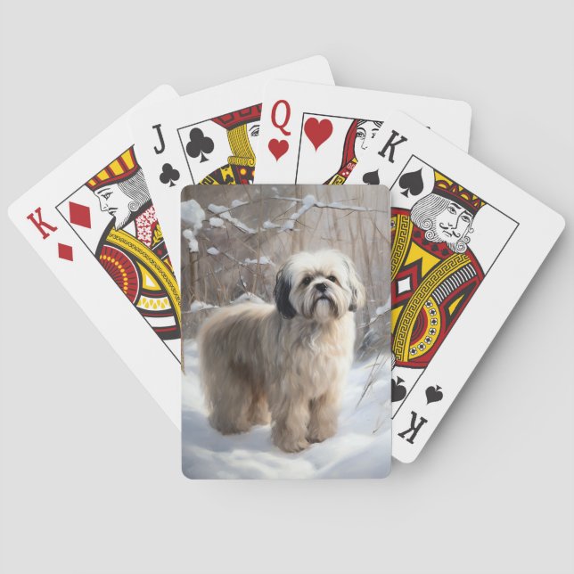 Baraja De Cartas Lhasa Apso Let It Snow Navidades (Reverso)