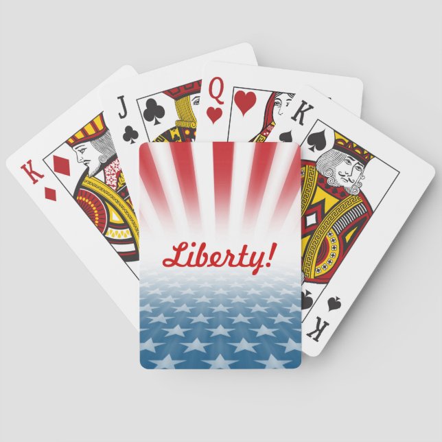 Baraja De Cartas ¡"Libertad! "en una estrella y rayas (Reverso)