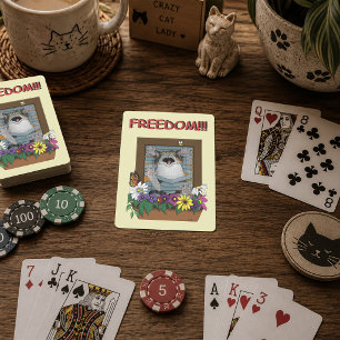 Baraja De Cartas Libertad Escape Divertido Gato Amarillo Floral Ven