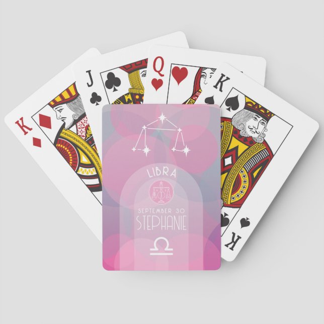 Baraja De Cartas Libra Personalizado Birthdate - Zodiac - Diseño mo (Reverso)