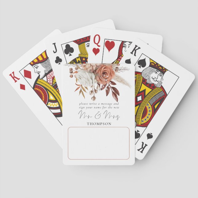Baraja De Cartas Libro de Bodas Rustic Terracotta Florals (Reverso)
