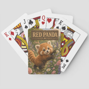 Baraja De Cartas Libro de Historias de Bebé Panda Rojo Lindo Animal