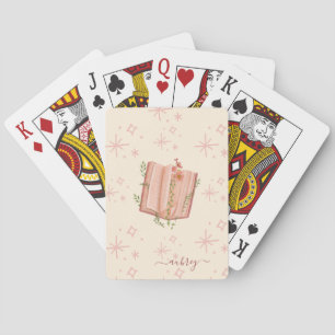 Baraja De Cartas Libro Rosa Caprichoso & Estrellas Personalizado