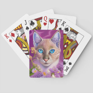 Baraja De Cartas Lilac Lynx señala gato siamés en violeta