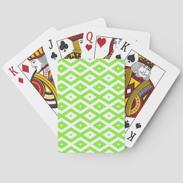 Baraja De Cartas Lime green and white diamond pattern (Reverso)