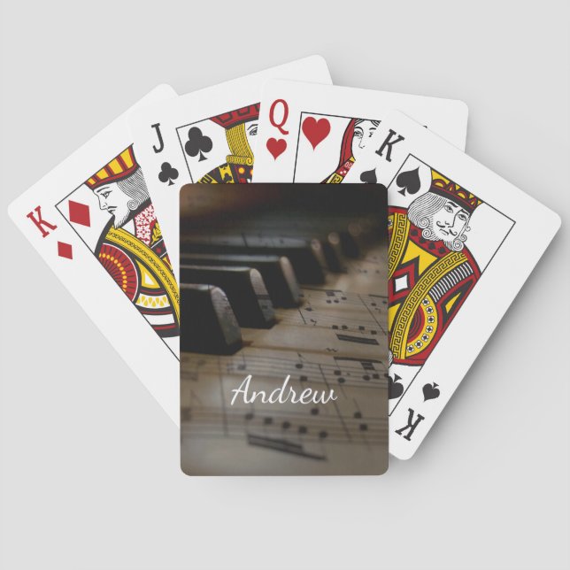 Baraja De Cartas Linda T (1) Claves de piano de música antigua (Reverso)