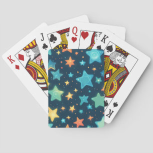 Baraja De Cartas Lindas estrellas brillantes sobre azul