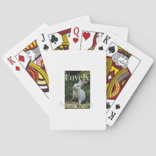 Baraja De Cartas Lindo conejo mascota nombre foto verde pastel 
