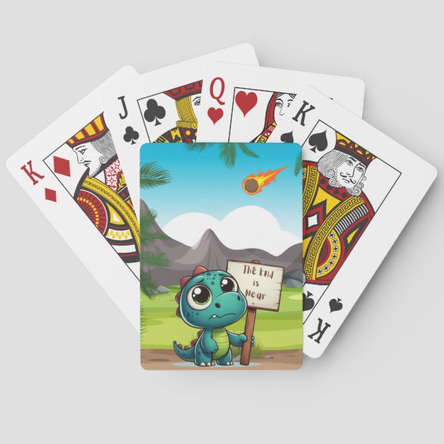 Baraja De Cartas lindo, divertido dinosaurio (Reverso)