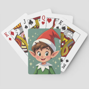 Baraja De Cartas Lindo elfo pequeño con sombrero de Navidad