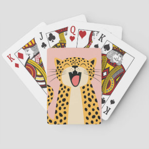 Baraja De Cartas Lindo Feliz Sonriendo Leopardo Salvaje de Dibujos 