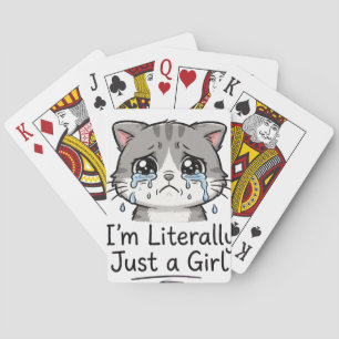 Baraja De Cartas Lindo Gato Triste Estético "Literalmente Soy Solo