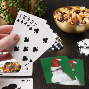 Baraja De Cartas Lindo pájaro Whiskey Jack con sombrero de Santa