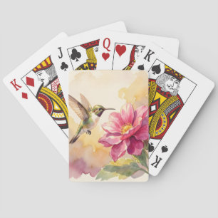 Baraja De Cartas Lindo pájaro y flor de acuarela