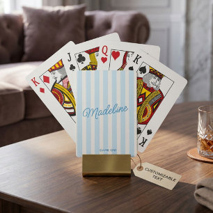 Baraja De Cartas Lindo personalizado costero a rayas azules moderno