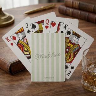 Baraja De Cartas Lindo personalizado costero moderno rayado Sage