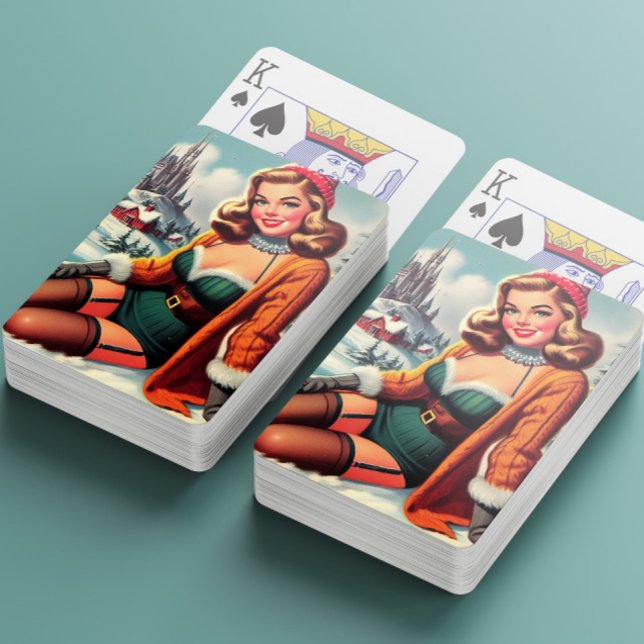 Baraja De Cartas Lindo Pin-up Retro de Invierno (Subido por el creador)