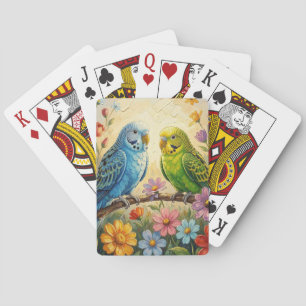 Baraja De Cartas Lindos periquitos azules y verdes
