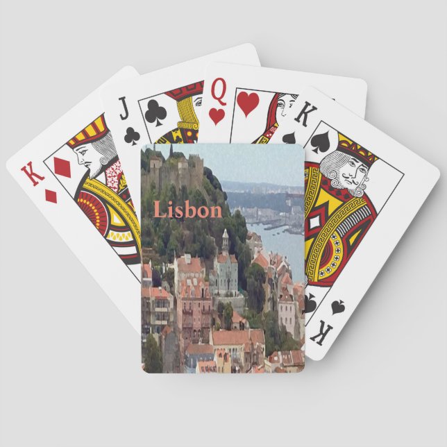 Baraja De Cartas Línea acuática de Lisboa, Portugal (Reverso)