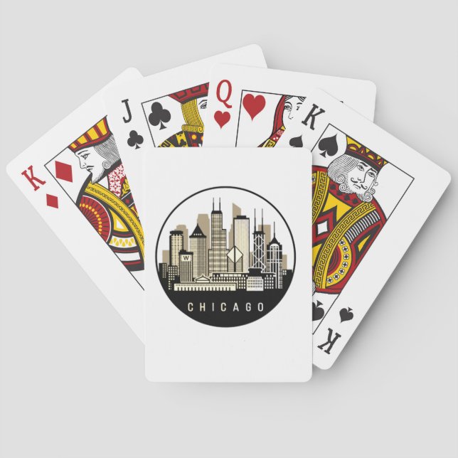 Baraja De Cartas Línea aérea moderna de Chicago en Illinois (Reverso)