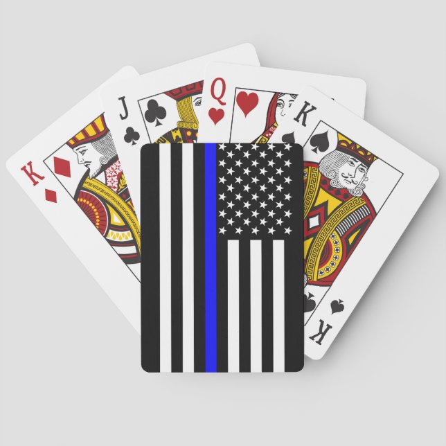 Baraja De Cartas Línea Azul delgada de Estados Unidos (Reverso)
