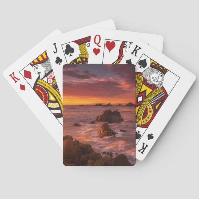 Baraja De Cartas Línea costera | Sunset Pacific Grove Carmel Califo (Reverso)