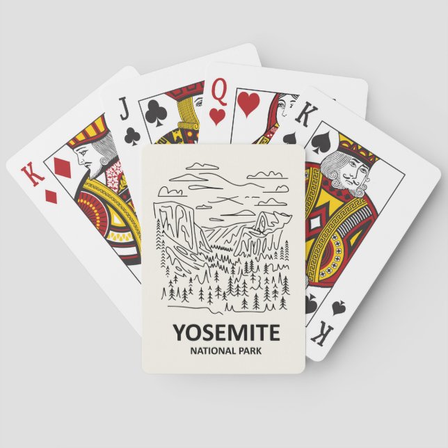 Baraja De Cartas Línea de arte del Parque Nacional Yosemite (Reverso)