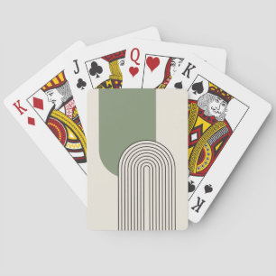 Baraja De Cartas Línea de arte estilo Mid Century con arco verde